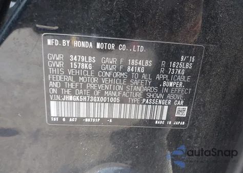 2016 Honda Fit Ex z USA, uszkodzony, nr VIN JHMGK5H73GX001005